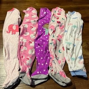 5 fleece 18 months PJs 4 with footies and one without. Just one you by carters